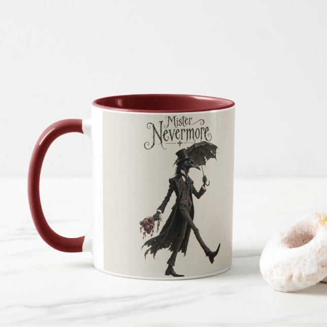 Mug Corbeau avec un parapluie noir (Avec donut)