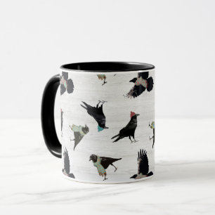 Mug Corbeau De Bois En Écharpe D'Hiver, Oiseau Whimsic