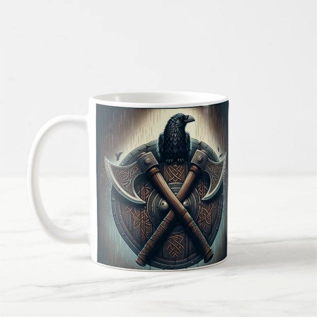 Mug Corbeau et Axes - Norse Warrior Shield Wall Art (Gauche)