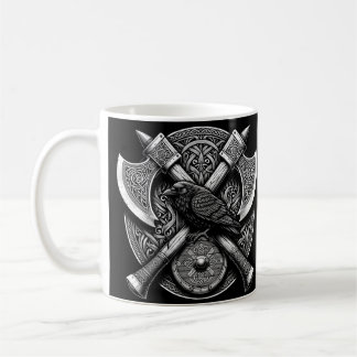Mug Corbeau et Haches – Art du mur de boucliers du gue