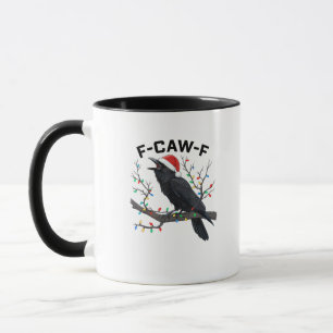 Mug Corbeau F-Caw-F Drôle Rétro Lumières de Noël Chape