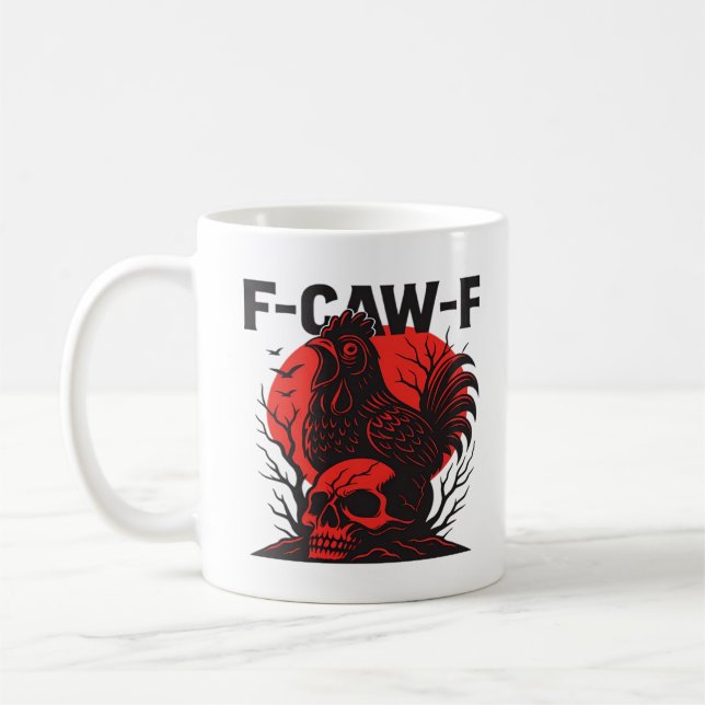Mug Corbeau F-Caw-F Humour Gothique Drôle (Gauche)