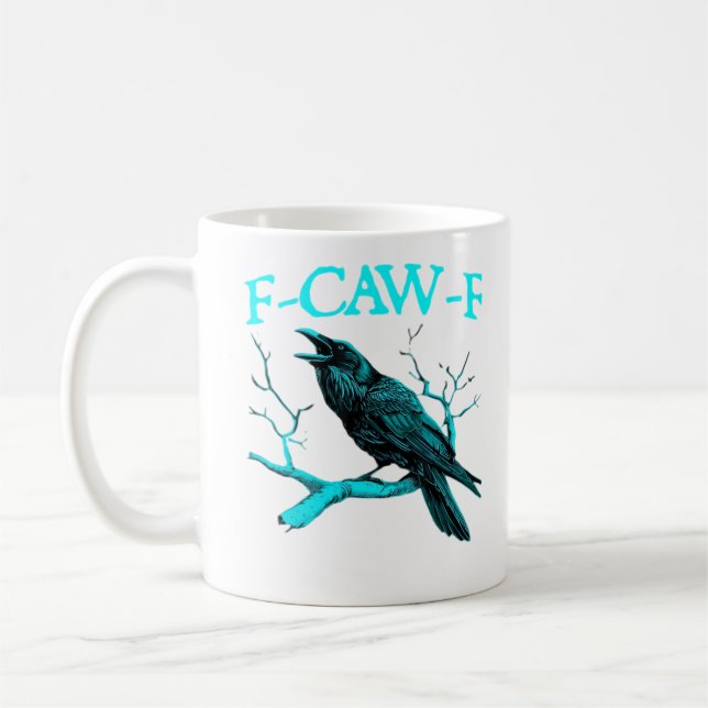 Mug Corbeau F-Caw-F Oiseau Drôle Design Rétro Créatif  (Gauche)