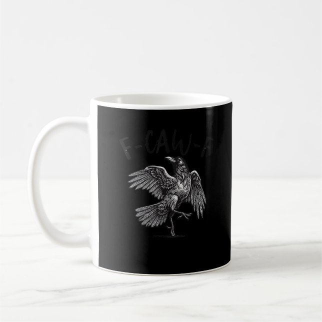 Mug Corbeau, F-Caw-F Oiseau Drôle Graphique Rétro (Gauche)