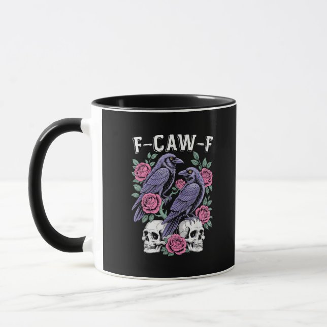Mug Corbeau F-Caw-F Oiseau Drôle Lune Gothique Humour  (Gauche)