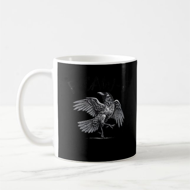 Mug Corbeau, F-Caw-F Oiseau Drôle Lune Gothique Humour (Gauche)