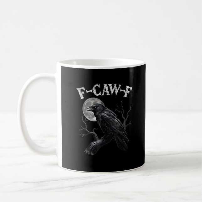 Mug Corbeau F-Caw-F Oiseau Drôle Lune Gothique Humour  (Gauche)