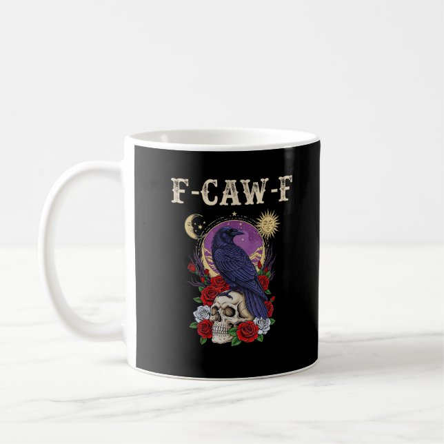 Mug Corbeau F-Caw-F Oiseau Drôle Lune Gothique Humour  (Gauche)