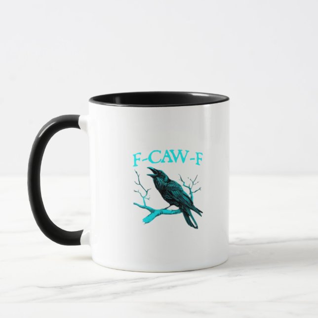 Mug Corbeau F-Caw-F Oiseau Drôle Rétro (Gauche)