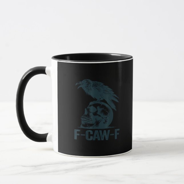Mug Corbeau F-Caw-F Rétro Amateur de Corbeau Drôle (Gauche)