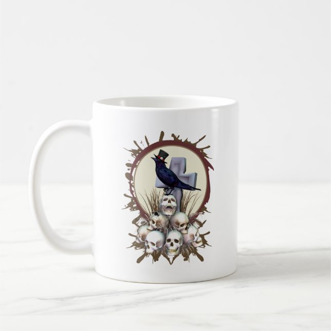 Mug Corbeau gothique sur le pilon des crânes Boug d'oi (Gauche)