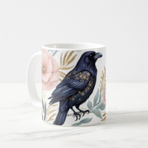 Mug Corbeau magique et élégance florale