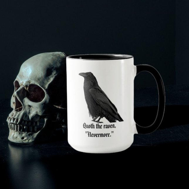 Mug Corbeau noir avec citation de Poe (In Situ)