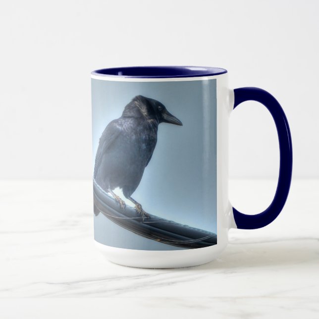 Mug Corbeau noir sur une Powerline gothique, celtique, (Droite)