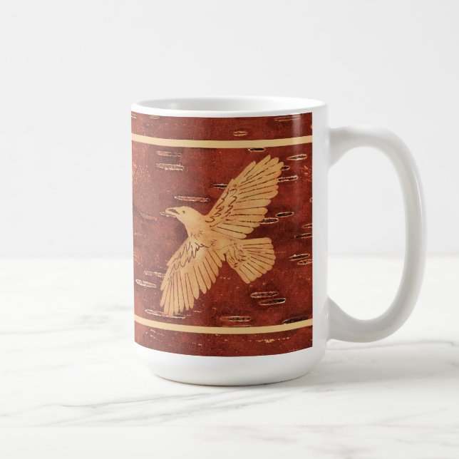 Mug Corbeau rustique sur écorce de Birch Intérieur (Droite)