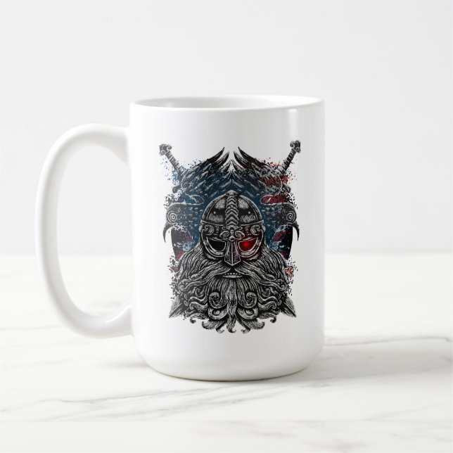 Mug Corbeaux et épées d'Odin Mythologie Viking drapeau (Gauche)