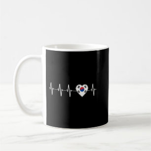 Mug Coréen Heartbeat I Love Corée du Sud Heart Flag Gi