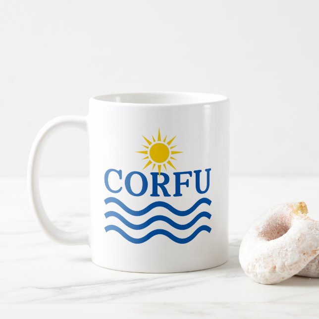 Mug CORFU Grèce, Sun Waves (Avec donut)