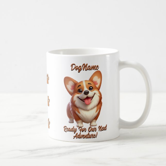 Mug Corgi, ajouter le nom du chien, modifier le texte (Droite)
