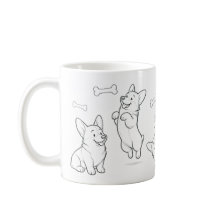 Mug Corgi Chien Dessiné à la Main Tasse à Café Mig
