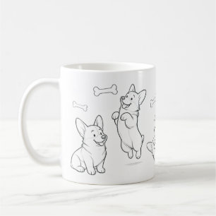 Mug Corgi Chien Dessiné à la Main Tasse à Café Mig