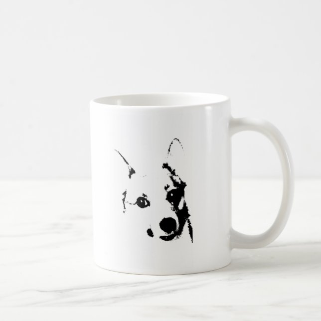 Mug Corgi Chien noir et blanc - croquis (Droite)