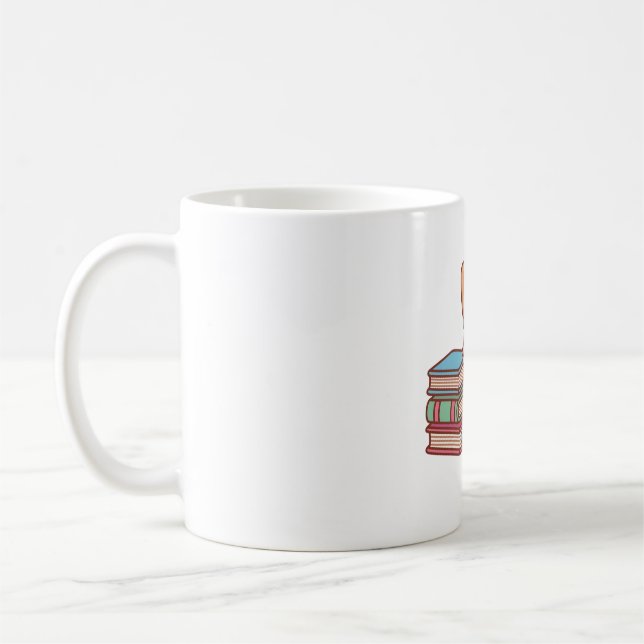 Mug Corgi Cute Avec Verres Lecture Livre (Gauche)