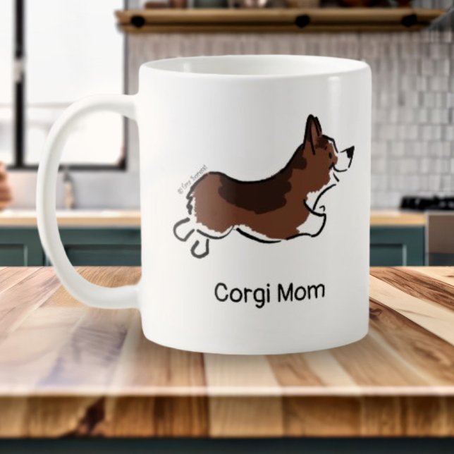 Mug Corgi Dessin Animé Personnalisé Simple Blanc (Créateur téléchargé)