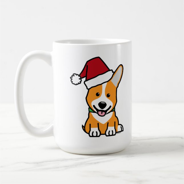 Mug Corgi dog puppy Pembroke Welsh Christmas Santa hat (Gauche)