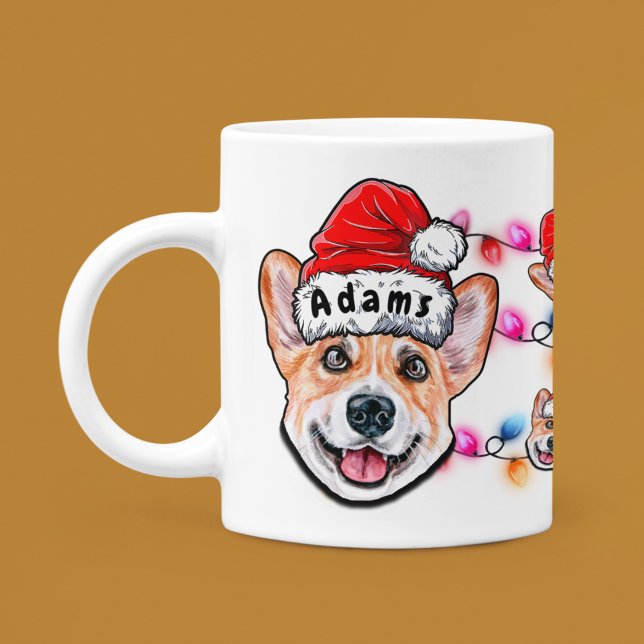 Mug Corgi Head Santa Hat Chien de Noël personnalisé (Créateur téléchargé)