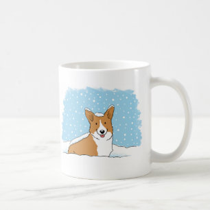 Mug Corgi heureux dans la neige   Chien de vacances d'