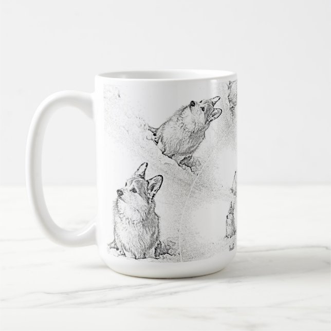 Mug Corgi Spiral motif grand museau (Gauche)