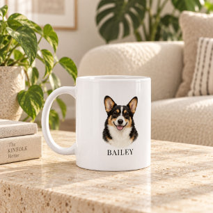 Mug Corgi tricolore à tête noire personnalisé