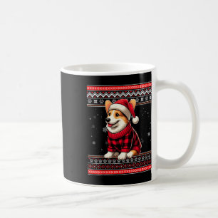 Mug Corgi Ugly Funny Santa Hat Buffalo Plaid Noël