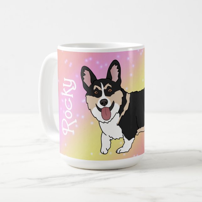 Mug Corgi Valentines Jour Galaxie rose (Devant gauche)