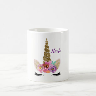 Mug Corne de Licorne Paillettes Dorées Filles Glam Per