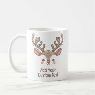 Mug Corne de rennes de Noël Visage personnalisé Texte