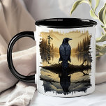 Mug Corneille à Dawn Lake Reflection<br><div class="desc">Commencez votre matinée avec la beauté sereine du Corbeau à Dawn Lake Reflection Mug. Cette tasse unique présente un design captivant d'un corbeau perché sur un rond par un lac tranquille à l'aube, avec les teintes dorées douces du lever du soleil et la forêt paisible reflétée dans l'eau. Customisé avec...</div>