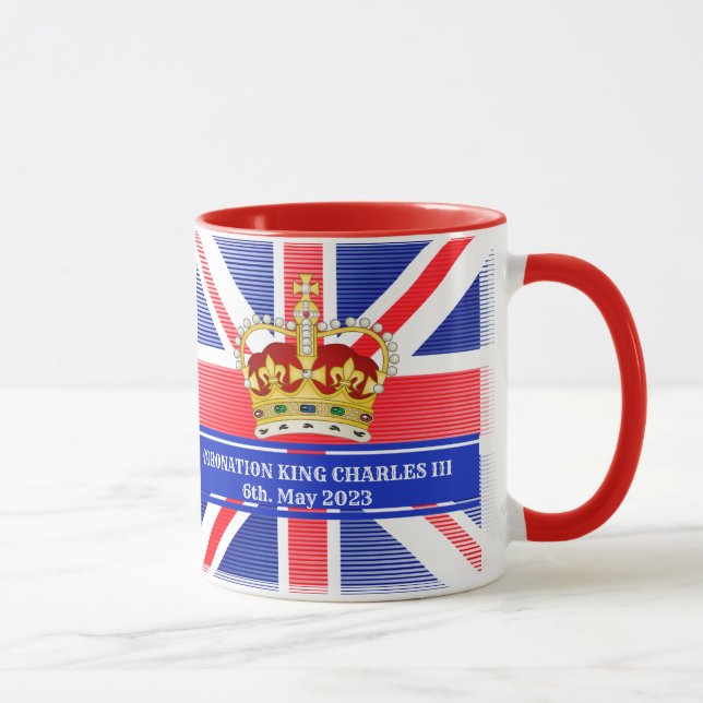 Mug Coronation de texte personnalisé du roi Charles II (Droite)