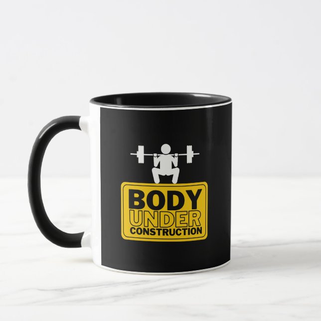 Mug Corps en construction Nom personnalisé (Gauche)