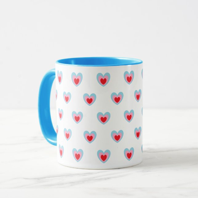Mug Corps esprit et âme Triple cœurs concentriques (Devant gauche)