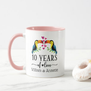 Mug Correspondance de couple d'oiseaux du 10e annivers