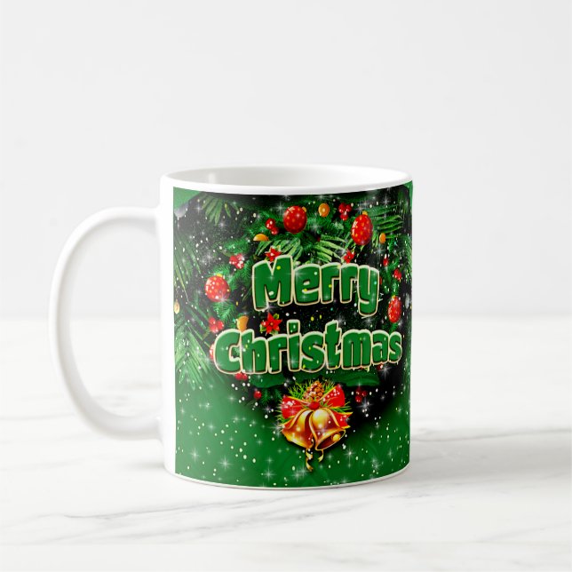 Mug Correspondance Green Joyeux Noël Gold cloches (Gauche)