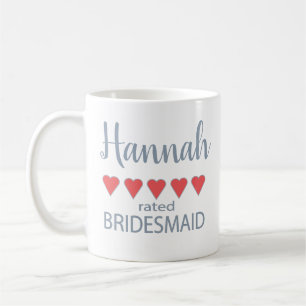 Mug Cortège de mariage et mariée 5 cœurs demoiselle d'