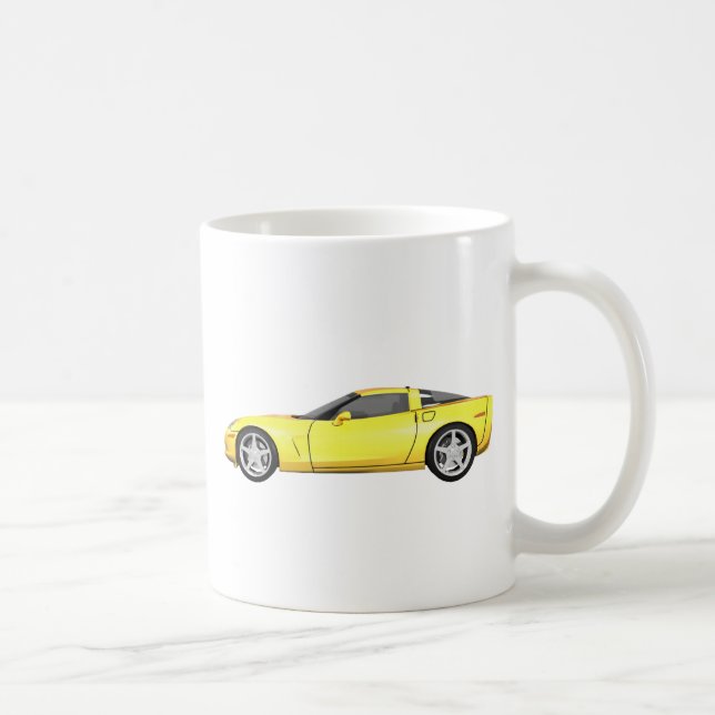 Mug Corvette 2008 : Voiture de sport : Finition jaune (Droite)