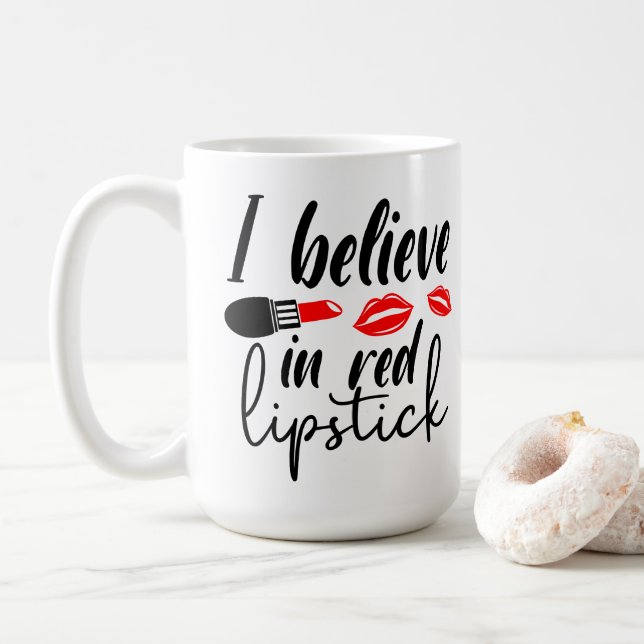 Mug Cosmetologue Glam Girl Red Lipstick maquillage Art (Avec donut)