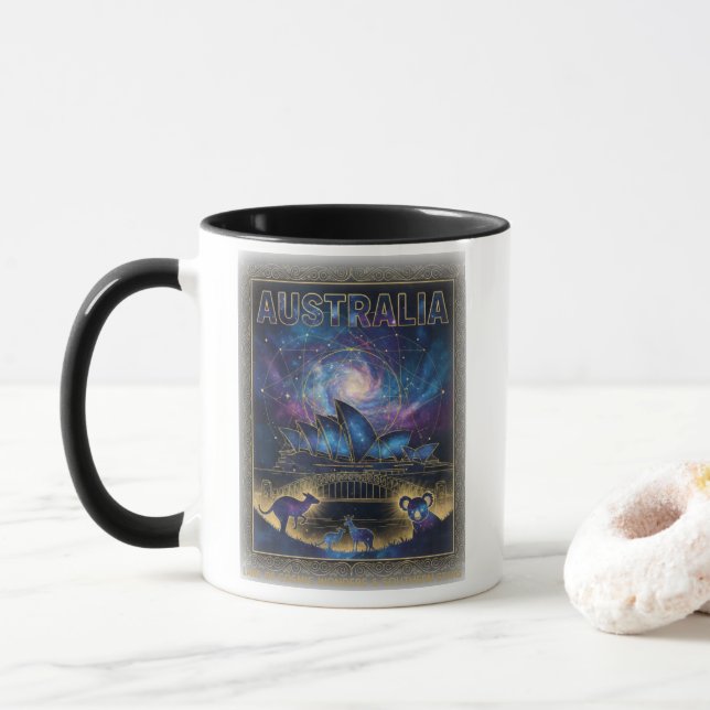 Mug Cosmic Australie Sydney Art Céleste (Avec donut)