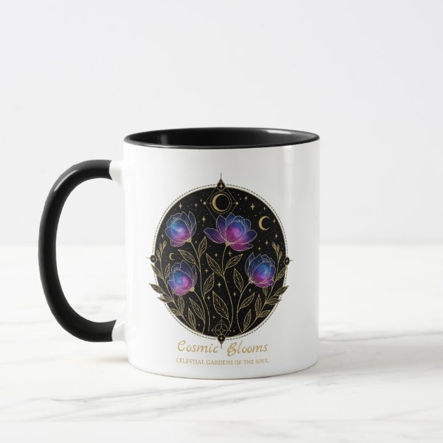Mug Cosmic Blooms – Mandala floral céleste fleurs (Gauche)
