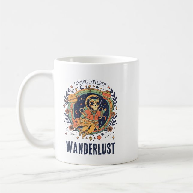 Mug Cosmic Cat Astronaut Space Explorer Wanderlust (Gauche)