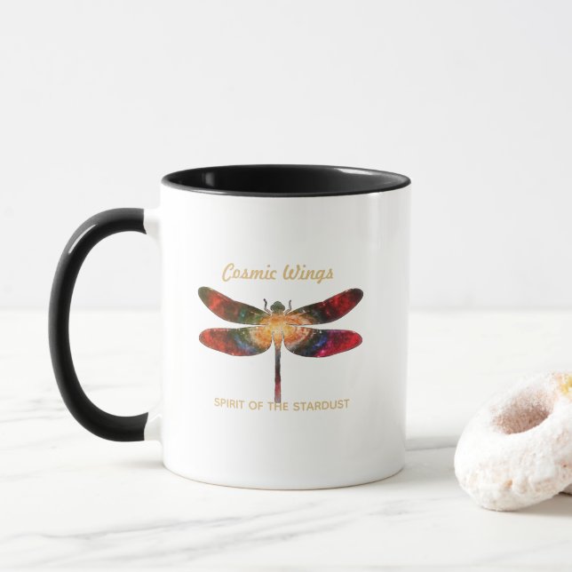 Mug Cosmic Dragonfly • Galaxy Wings & Nebula Trails (Avec donut)